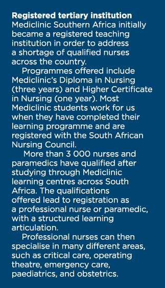 Registered tertiary institution Mediclinic Southern Africa initially became a registered teaching institution in orde   