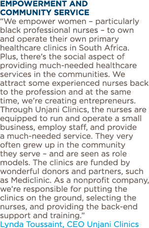Empowerment and  community service  We empower women   particularly black professional nurses   to own and operate th   