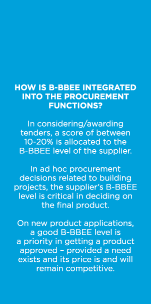     How is B-BBEE integrated into the procurement functions  In considering awarding tenders, a score of between  10-   