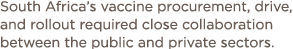 South Africa s vaccine procurement, drive, and rollout required close collaboration between the public and private se   